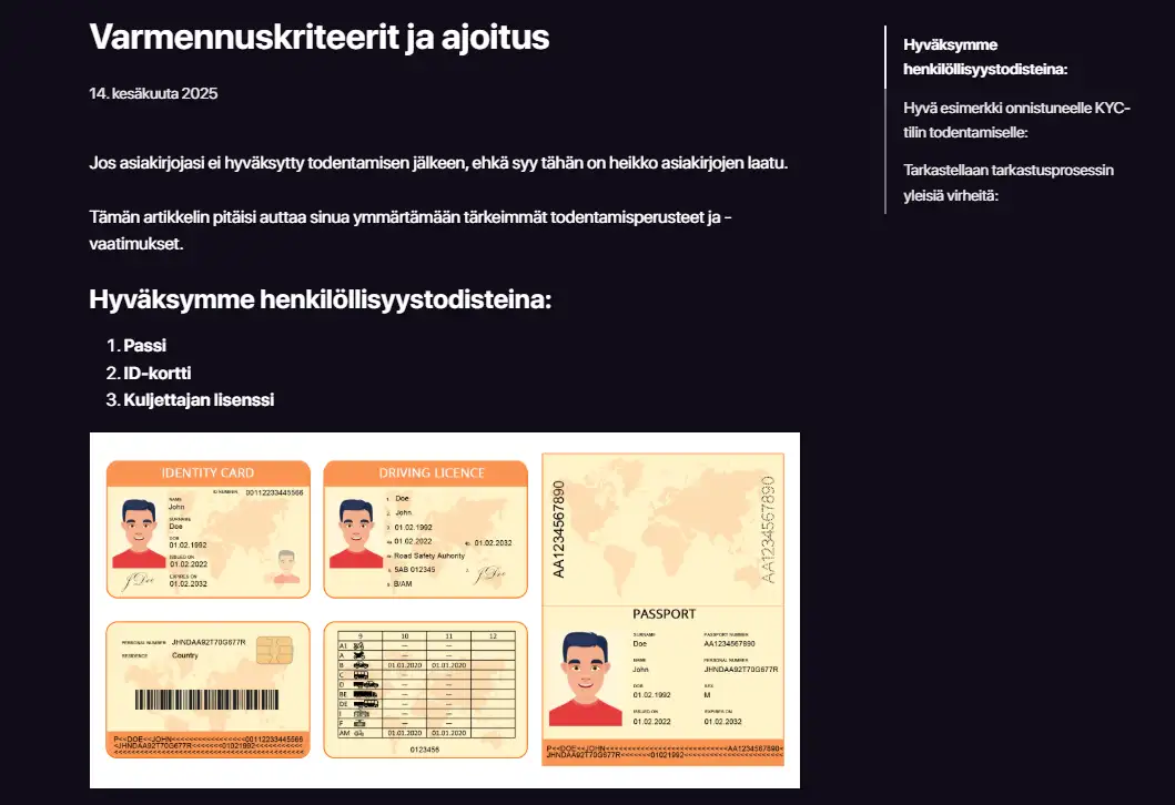 CHEXXin rekisteröinti ja riskiperusteinen KYC